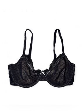 Black lace balconette bra with underwire Lingerie with bow detail🌿